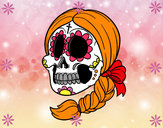 Desenho Crânio mexicano com trança pintado por araujoana2