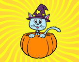 Desenho Gato do Halloween pintado por 123anne 
