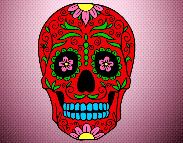 Desenho Crânio mexicano pintado por Anamel