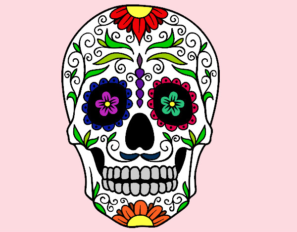 Desenho Crânio mexicano pintado por cassi_swag
