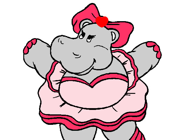 Desenho Hipopótamo com laço pintado por lindaaa 