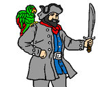 Desenho Pirata com um papagaio pintado por rafa99
