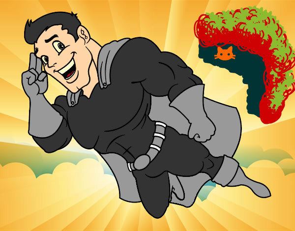 Desenho Superherói voando pintado por eduardo500