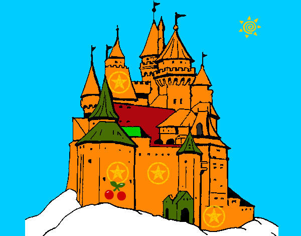 Desenho Castelo medieval pintado por Miguel2014