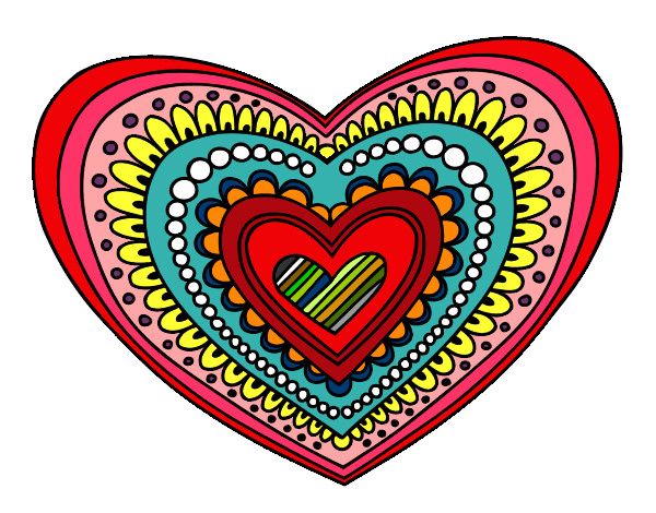 Desenho Mandala coração pintado por Alinerb28