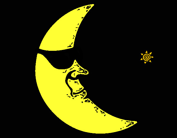 Desenho Lua com óculos de sol pintado por jhonatan9