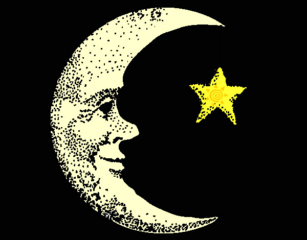 Desenho Lua e estrela pintado por jhonatan9
