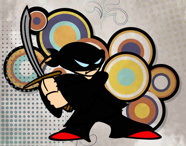 Desenho Ninja em posição pintado por rafa99