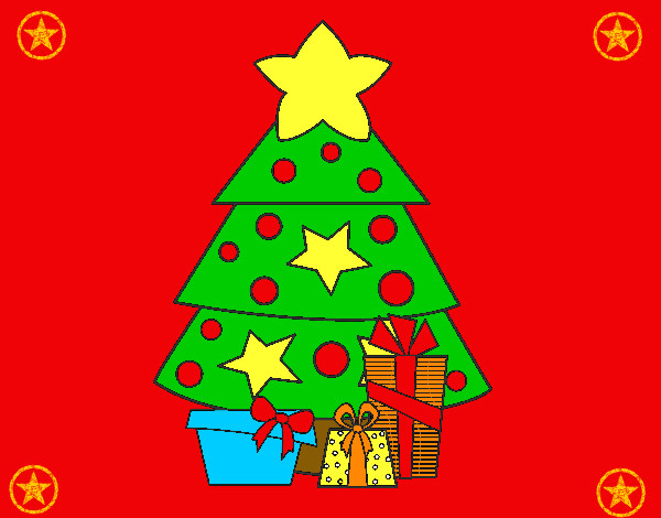 Desenho de Arvore de natal pintado e colorido por Evellynbra o dia 20 de  Novembro do 2014