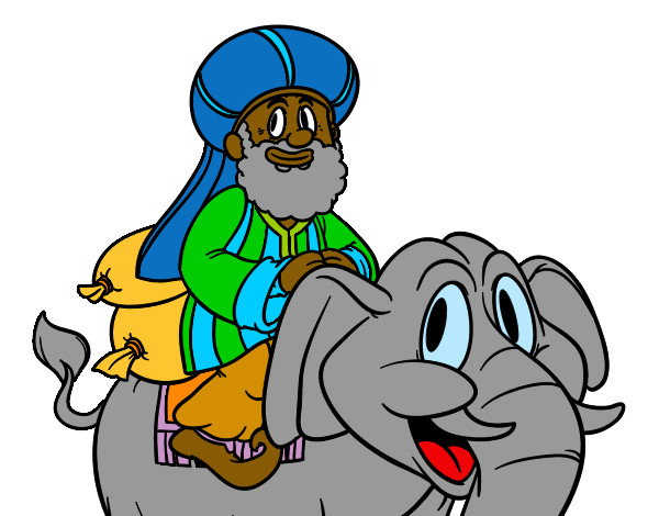 Desenho Rei Baltasar a elefante pintado por isad