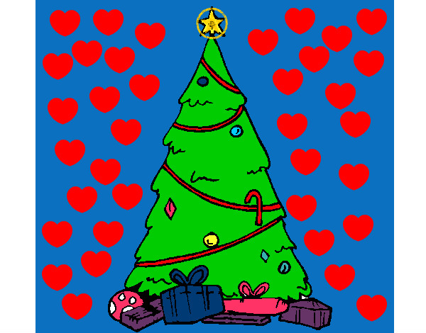 Desenho Abeto com adornos natalícios pintado por stefani