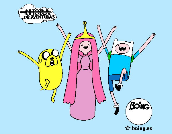 Desenho Jake, Princesa Bubblegum e Finn pintado por camila1