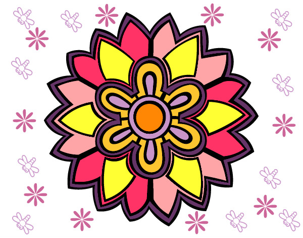 Desenho Mandala em forma flor weiss pintado por claudiasu