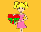 Desenho Moça coração pintado por mineiro