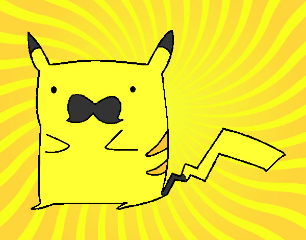 Desenho Pikachu com bigode pintado por lipelindo