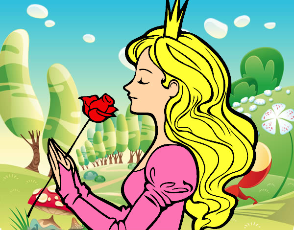 Desenho Princesa e rosa pintado por gleicy