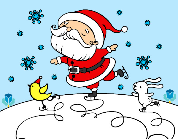 Desenho Santa Claus a patinar pintado por LiliGumelo
