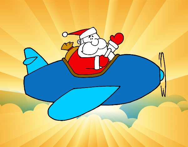 Desenho Santa no avião pintado por reizinho