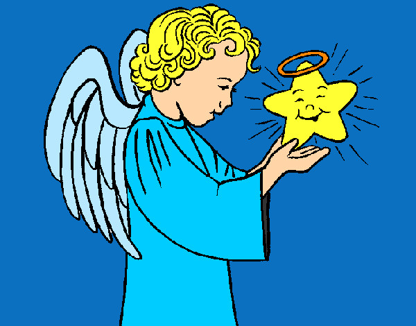 Desenho Anjo e estrela pintado por RegisAssun