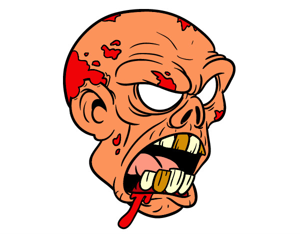 Desenho Cabeça de zombie pintado por Vidafeliz