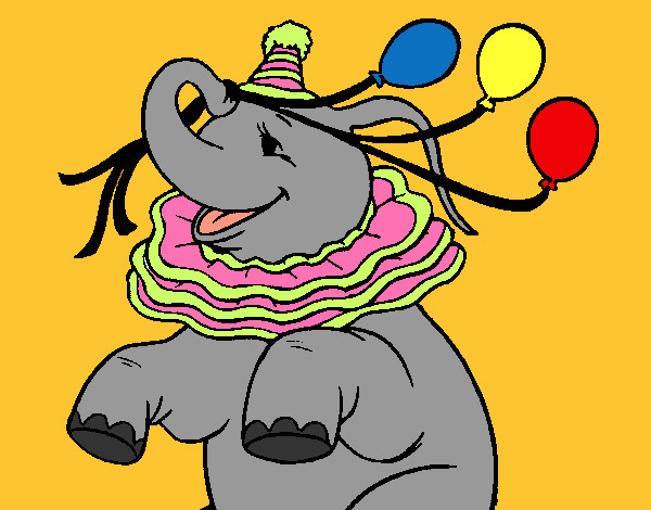 Desenho Elefante com 3 balões pintado por Vidafeliz
