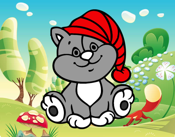 Desenho Gato com chapéu pintado por greeadryan