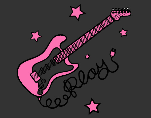 Desenho Guitarra e estrelas pintado por bhun