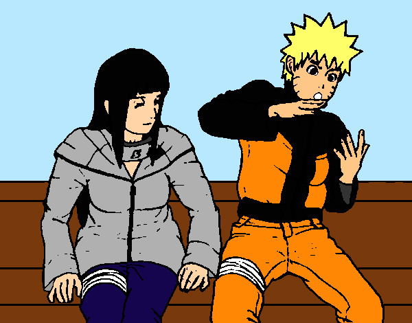 Desenho Hinata e Naruto pintado por susana1111