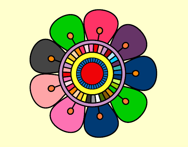 Desenho Mandala em forma de flor pintado por LiliGumelo