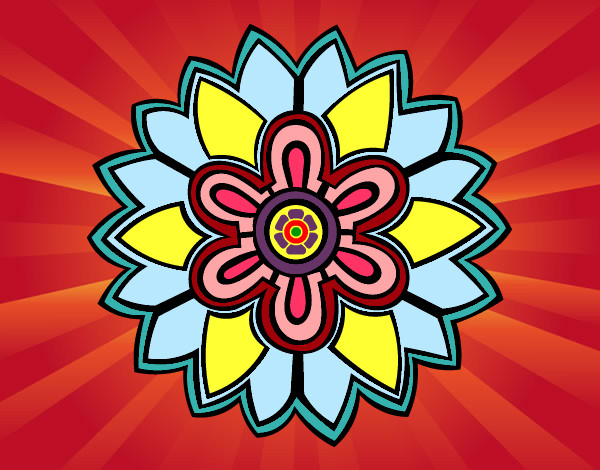Desenho Mandala em forma flor weiss pintado por Felizmuito