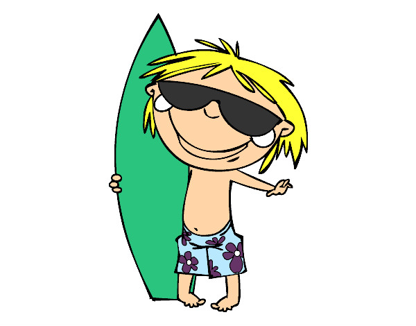 Desenho Menino surfista pintado por Vidafeliz