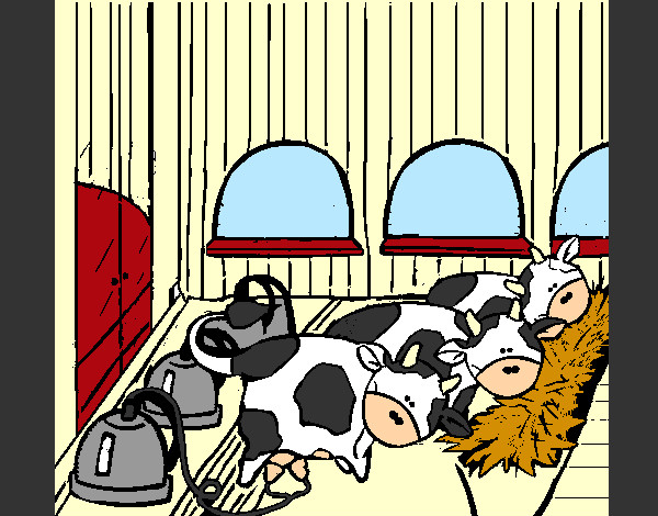 Desenho Vacas no estábulo pintado por Felizmuito