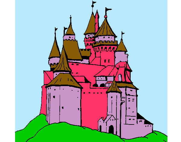 Desenho Castelo medieval pintado por miim