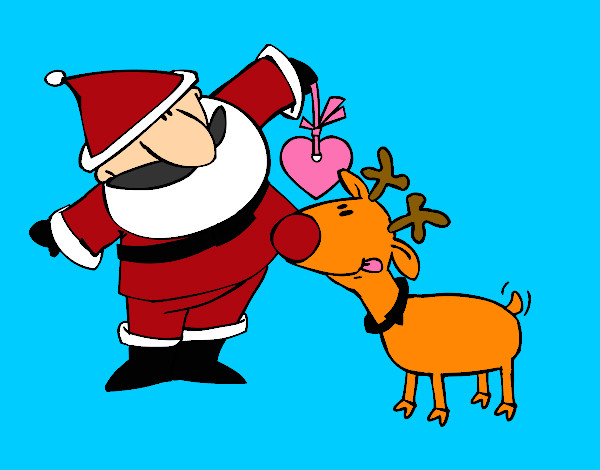 Desenho Papai Noel e Rudolf pintado por guicambez