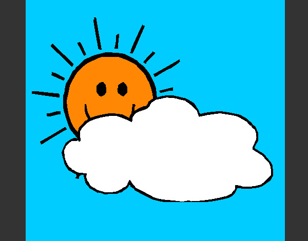 Desenho Sol e nuvem pintado por Mukinha