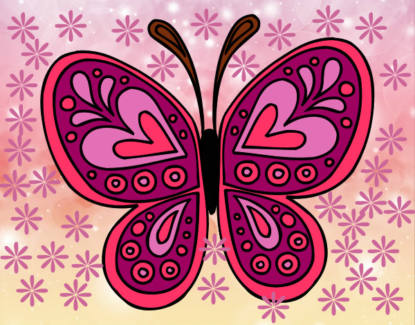 Desenho Mandala borboleta pintado por anabeli