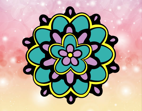 Desenho Mandala com uma flor pintado por anabeli