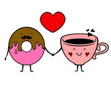 Desenho O amor entre donut e chá pintado por anaclara_r
