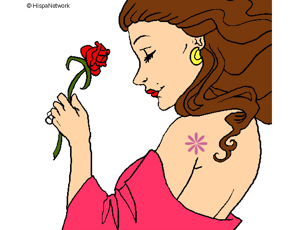 Desenho Princesa com uma rosa pintado por GleicyMaia