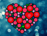 Desenho Coração com círculos pintado por Jhuliia