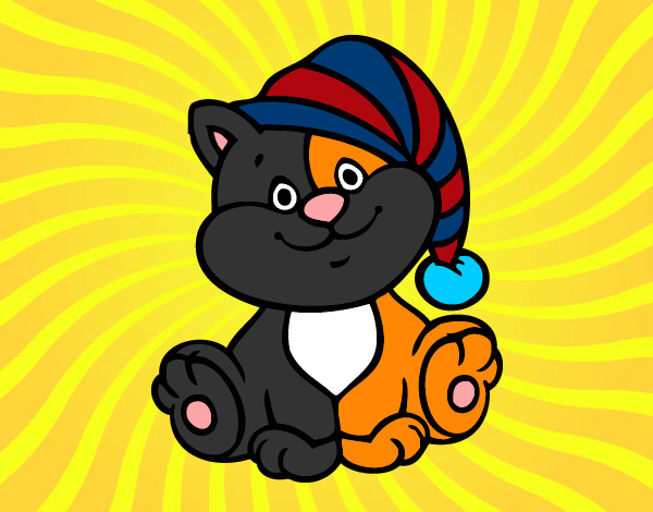 Desenho Gato com chapéu pintado por anaclara_r