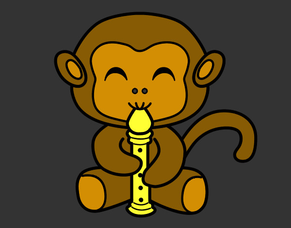 Desenho Macaco flautista pintado por anaclara_r
