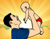 Desenho Pai e bebê pintado por Jhuliia