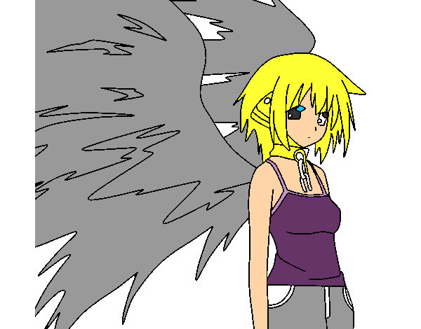 Desenho Anjo com grandes asas pintado por claudeneid