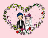 Desenho Casamento coração pintado por ImShampoo