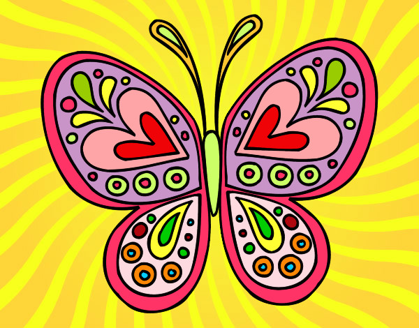 Desenho Mandala borboleta pintado por MParacampo