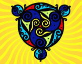 Desenho Mandala com três pontos pintado por GP_Premium