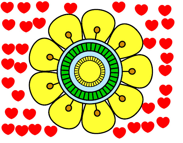 Desenho Mandala em forma de flor pintado por carolinda2