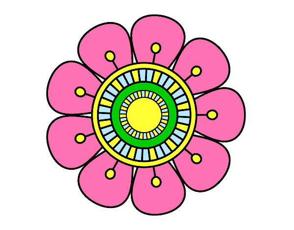 Desenho Mandala em forma de flor pintado por MParacampo