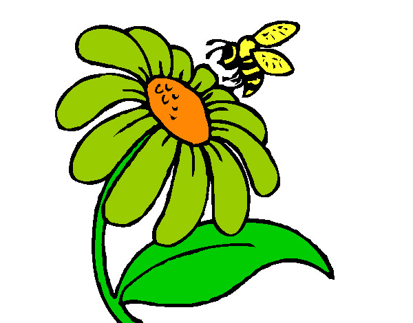 Desenho Margarida com abelha pintado por buba